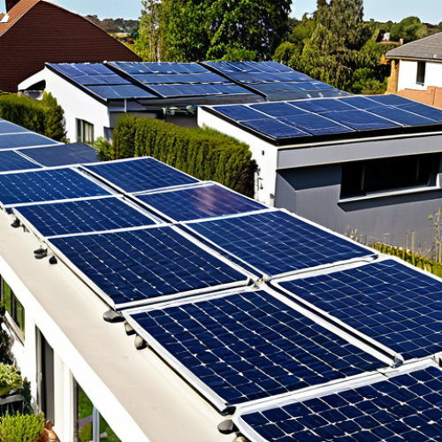 Home 15 **
"A suburban rooftop covered in gleaming solar panels on a sunny day. The panels are neatly arranged and angled towards the sun. In the background, a smart meter is visible on the side of the house. The overall tone is bright and optimistic, conveying a sense of energy independence and environmental responsibility. Consider a neighborhood scene with well-maintained lawns and trees."
**