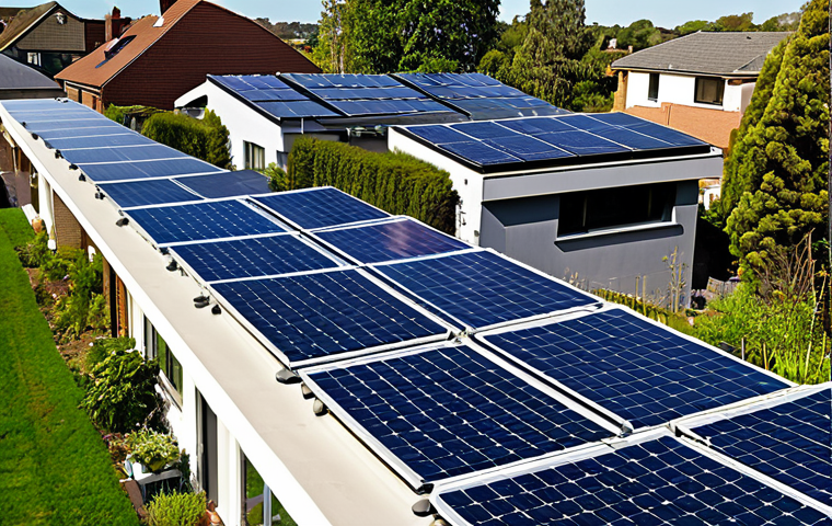 **
"A suburban rooftop covered in gleaming solar panels on a sunny day. The panels are neatly arranged and angled towards the sun. In the background, a smart meter is visible on the side of the house. The overall tone is bright and optimistic, conveying a sense of energy independence and environmental responsibility. Consider a neighborhood scene with well-maintained lawns and trees."
**