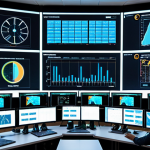**

A vibrant, futuristic smart grid control room. Multiple large screens display real-time data visualizations of energy flow, weather patterns, and predictive analytics forecasts for solar and wind power generation. Operators are collaborating, analyzing data, and making adjustments to optimize energy distribution. IoT devices are highlighted, showing connectivity across a vast network of distributed energy resources. The overall feel is high-tech, efficient, and proactive, emphasizing the power of real-time data and predictive analytics in managing a distributed energy system.

**