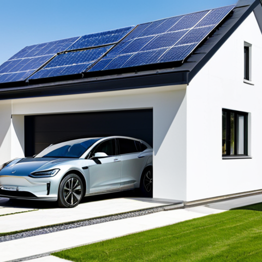 **

"A modern home with solar panels on the roof and a sleek, wall-mounted battery storage unit in the garage. An electric vehicle is parked in the driveway, connected to a charger. The scene is set during a sunny afternoon, showcasing sustainable living and energy independence. Safe for work, appropriate content, fully clothed, professional, perfect anatomy, natural proportions, high quality."

**