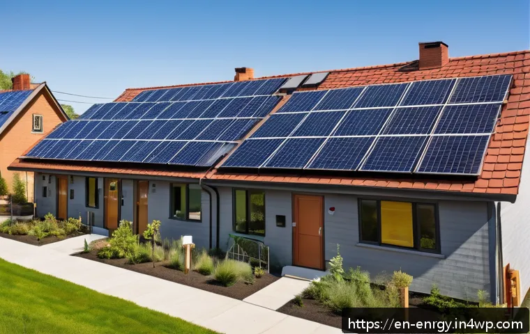 분산형 에너지 시스템의 사회적 가치 창출 - A vibrant community solar microgrid installation in a suburban neighborhood, showing diverse residen...